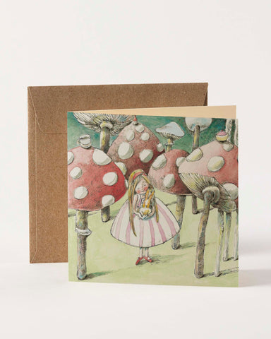 Greeting Card - Girl & Rabbit in a Mushroom Garden by Nuovo Group x Anna Pignataro