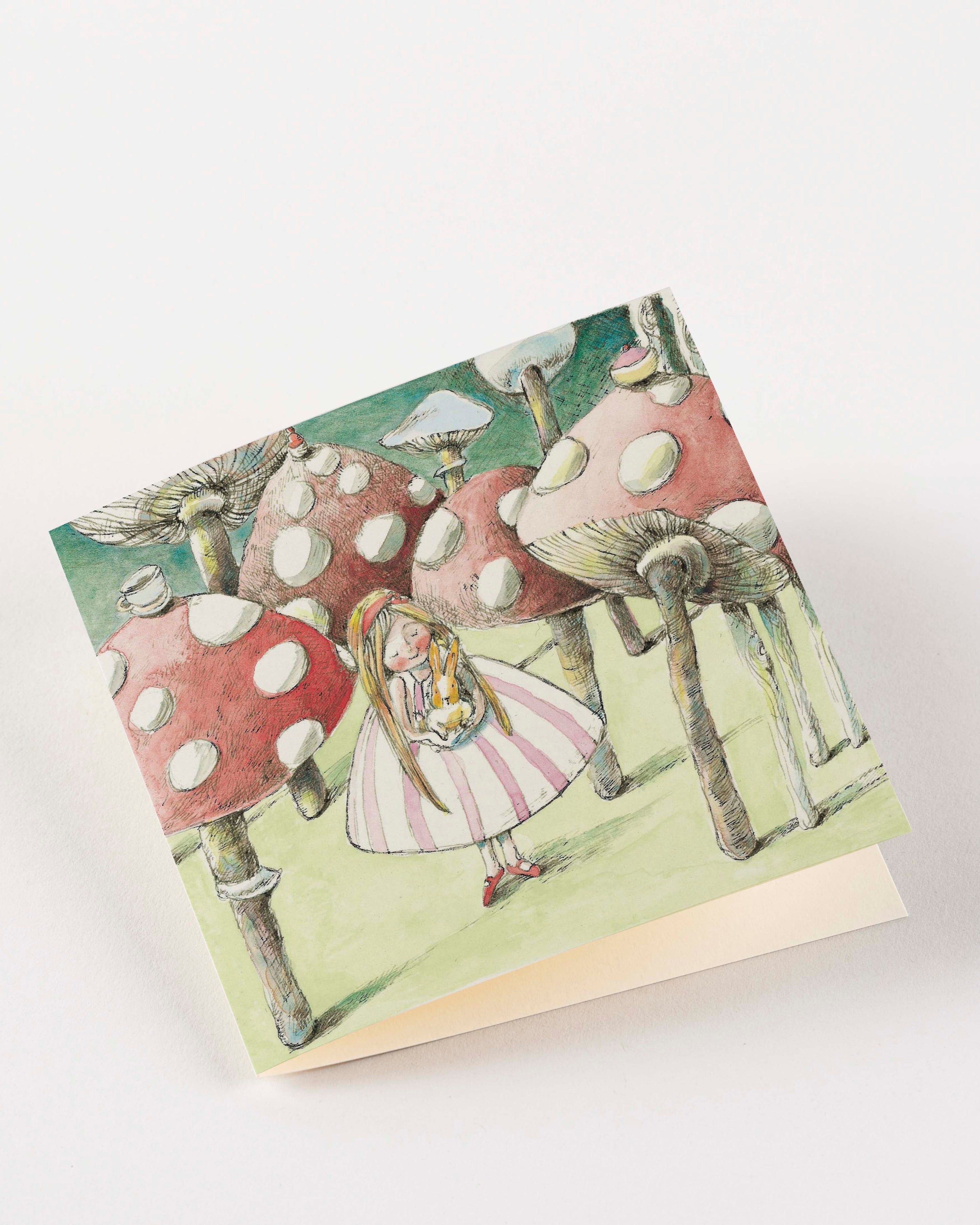 Greeting Card - Girl & Rabbit in a Mushroom Garden by Nuovo Group x Anna Pignataro