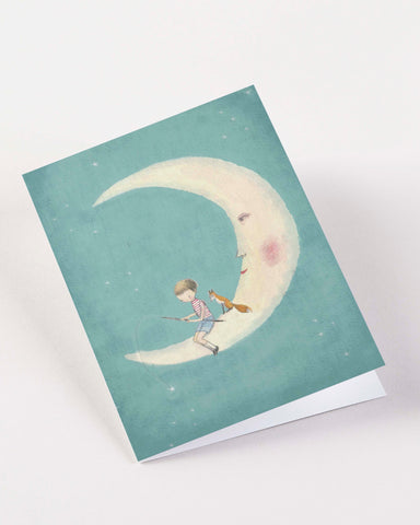 Greeting Card - Fishing for Stars on a Crescent Moon by Nuovo Group x Michelle Pleasance